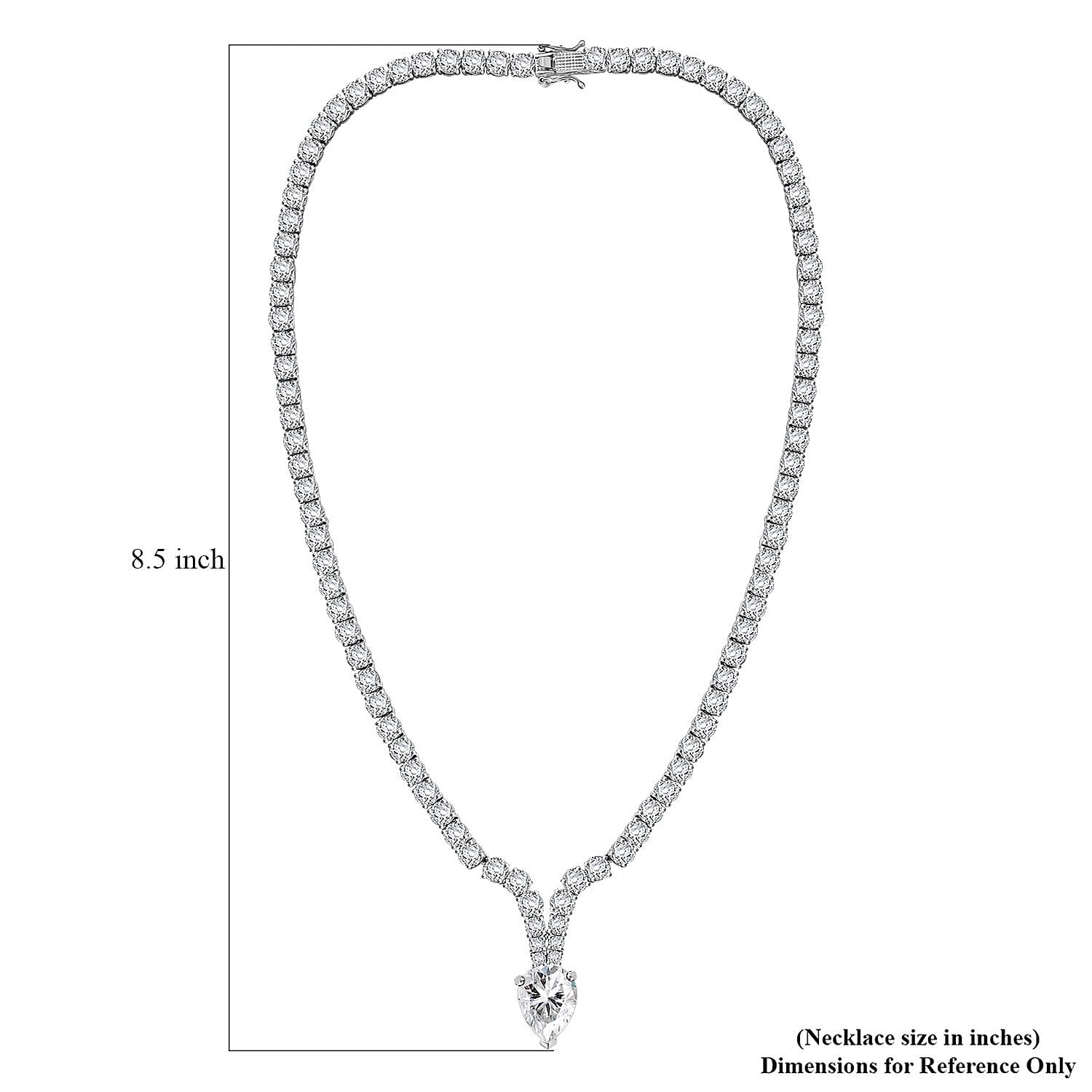 D'Joy Moissanite 50.50 ctw Necklace in Rhodium Over Sterling Silver 18 Inches