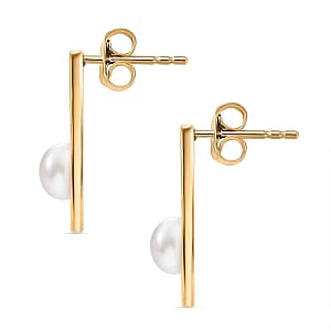 Fresh Water Pearl 3.48 ctw Earrings in 14K YG Over Sterling Silver
