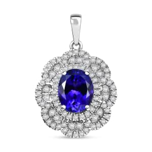 Rhapsody AAAA Tanzanite and E-F VS Diamond 4.15 ctw Floral Pendant in 950 Platinum 