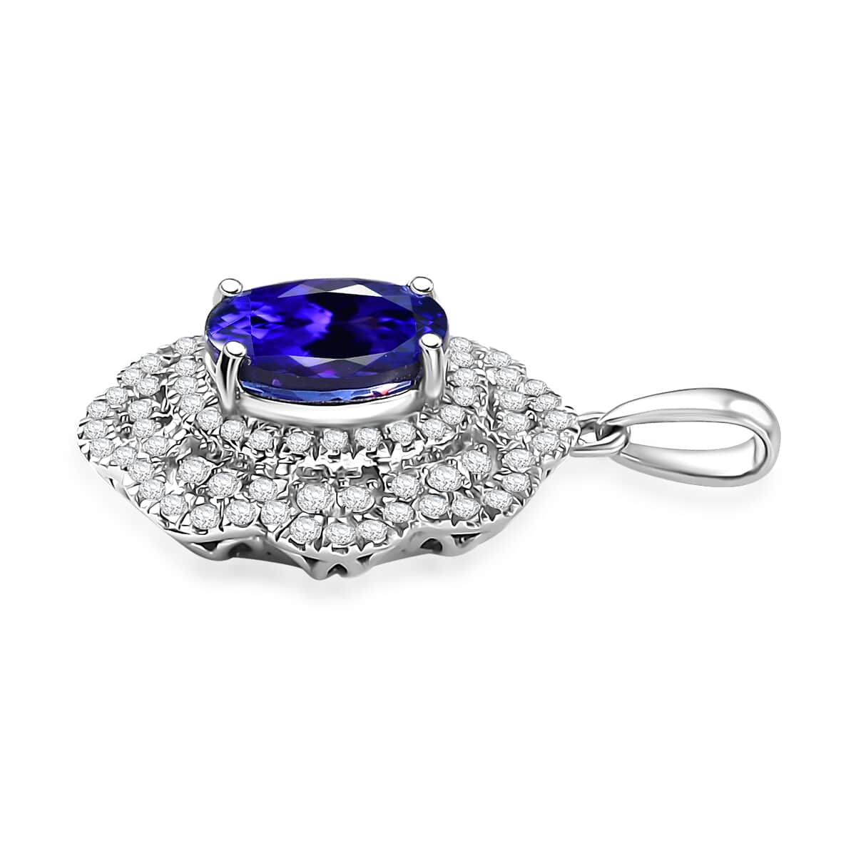 Rhapsody AAAA Tanzanite and E-F VS Diamond 4.15 ctw Floral Pendant in 950 Platinum  image number 3