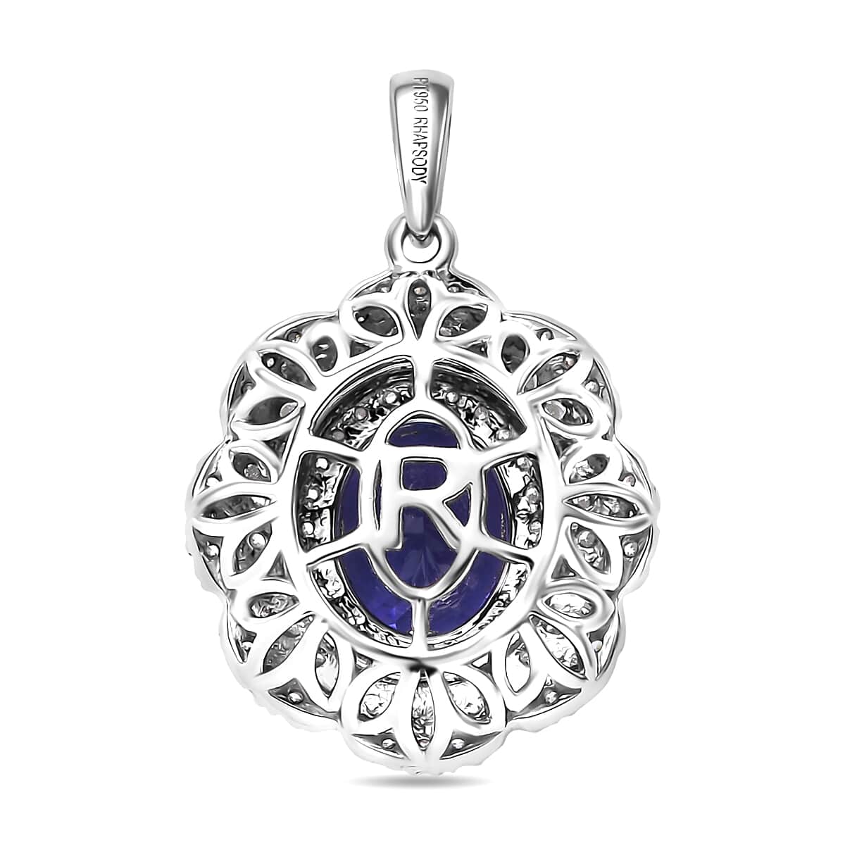 Rhapsody AAAA Tanzanite and E-F VS Diamond 4.15 ctw Floral Pendant in 950 Platinum  image number 4