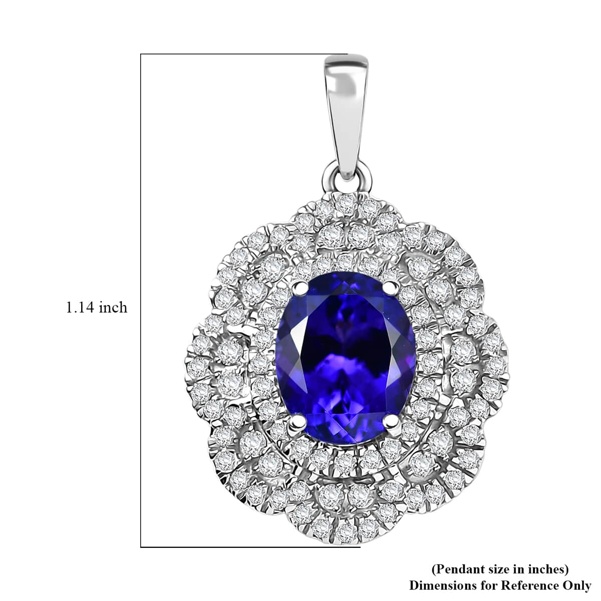 Rhapsody AAAA Tanzanite and E-F VS Diamond 4.15 ctw Floral Pendant in 950 Platinum  image number 5