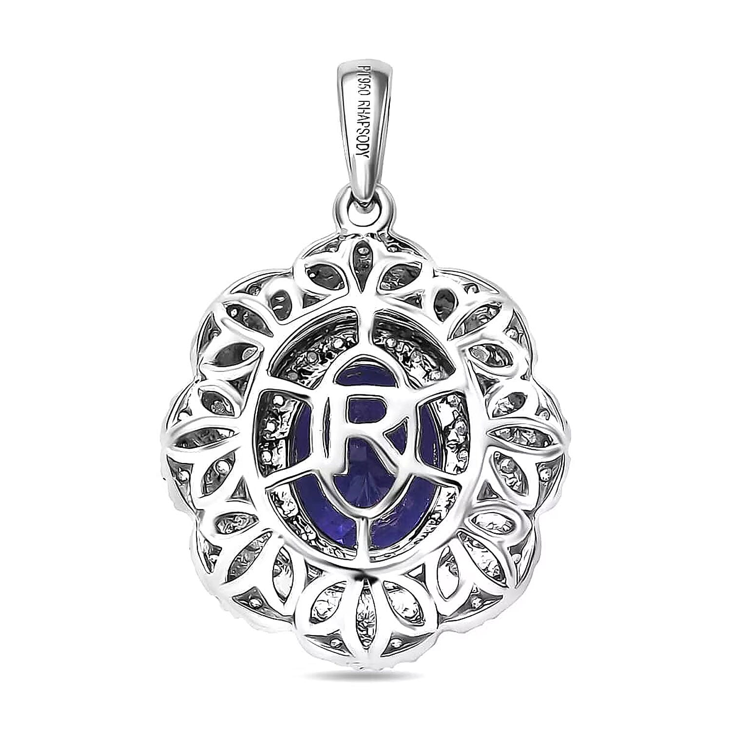 Certified and Appraised Rhapsody AAAA Tanzanite and E-F VS Diamond 4.15 ctw Floral Pendant without Chain in 950 Platinum