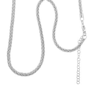 Snake Round Chain Necklace in Rhodium Over Sterling Silver 19.1 Grams 18 Inches