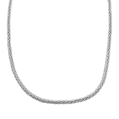 Snake Round Chain Necklace in Rhodium Over Sterling Silver 19.1 Grams 18 Inches