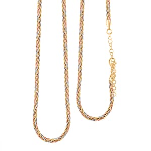 Snake Round Chain Necklace in 14K YRG and Rhodium Over Sterling Silver 20.6 Grams 18 Inches