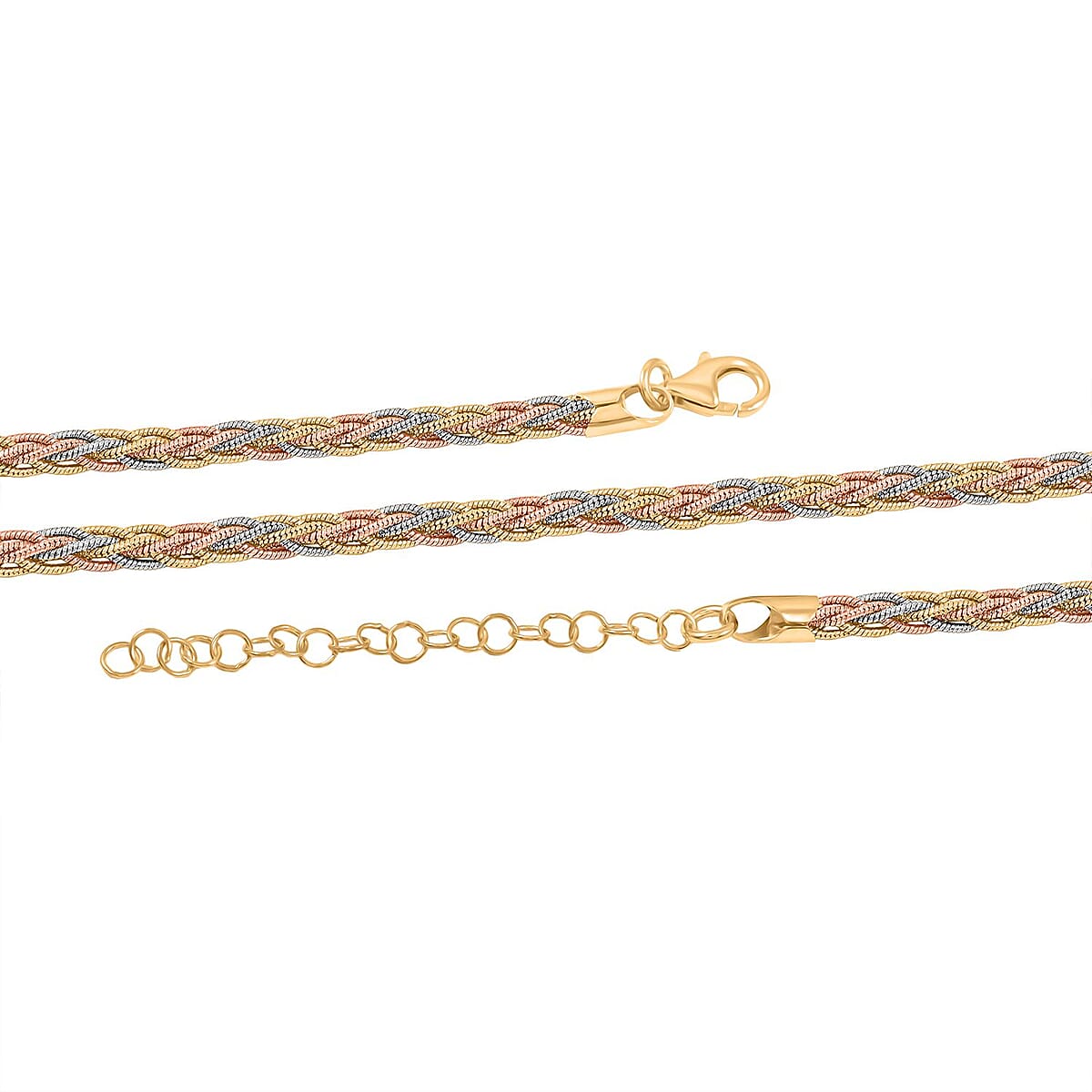 Snake Round Chain Necklace in 14K YRG and Rhodium Over Sterling Silver 20.6 Grams 18 Inches image number 1