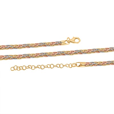 Snake Round Chain Necklace in 14K YRG and Rhodium Over Sterling Silver 20.6 Grams 18 Inches