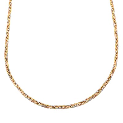 Snake Round Chain Necklace in 14K YRG and Rhodium Over Sterling Silver 20.6 Grams 18 Inches