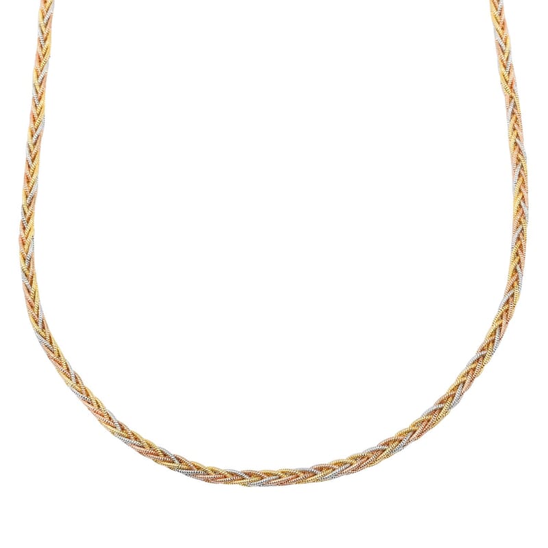 Snake Round Chain Necklace in 14K YRG and Rhodium Over Sterling Silver 20.6 Grams 18 Inches