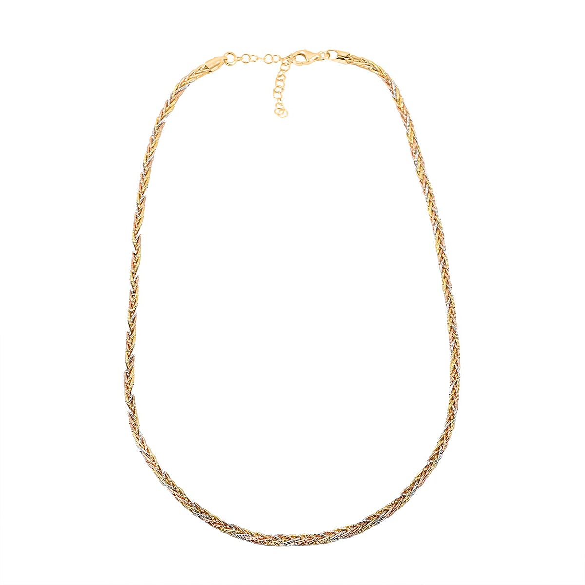 Snake Round Chain Necklace in 14K YRG and Rhodium Over Sterling Silver 20.6 Grams 18 Inches image number 3