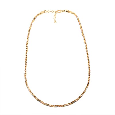 Snake Round Chain Necklace in 14K YRG and Rhodium Over Sterling Silver 20.6 Grams 18 Inches