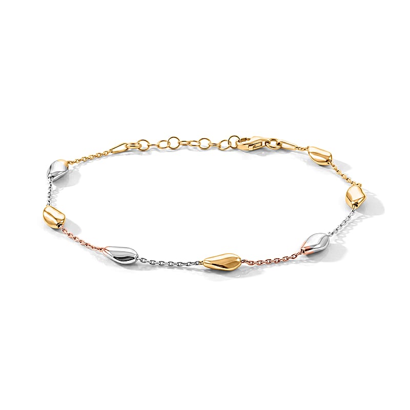 YRG and Rhodium Over Sterling Silver Bracelet 5.9 Grams (7.50 In)
