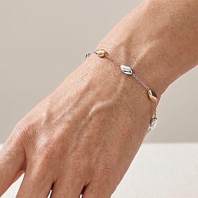YRG and Rhodium Over Sterling Silver Bracelet 5.9 Grams (7.50 In)