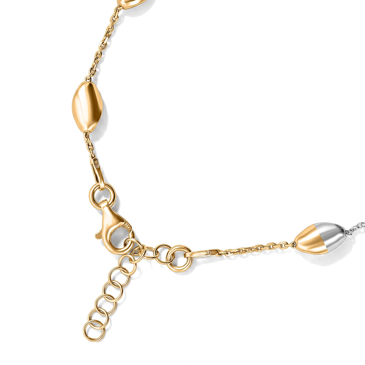 YRG and Rhodium Over Sterling Silver Bracelet 5.9 Grams (7.50 In)