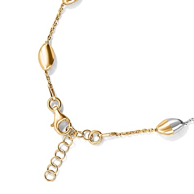 YRG and Rhodium Over Sterling Silver Bracelet 5.9 Grams (7.50 In)