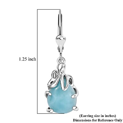 D'Joy Natural Green Larimar 7.90 ctw Octopus Earrings in Rhodium Over Sterling Silver
