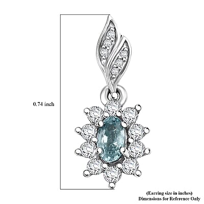D'Joy Cambodian Blue Zircon and White Zircon 1.50 ctw Sunburst Earrings in Rhodium Over Sterling Silver