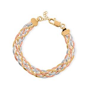 YRG and Rhodium Over Sterling Silver Bracelet (7.50 In) (9.3 g)