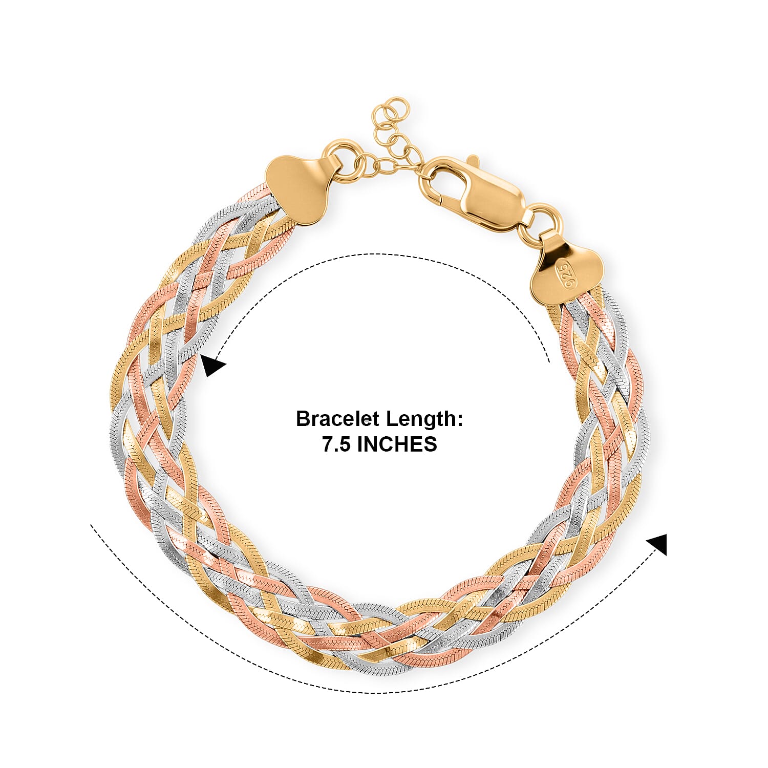YRG and Rhodium Over Sterling Silver Bracelet (7.50 In) (9.3 g)