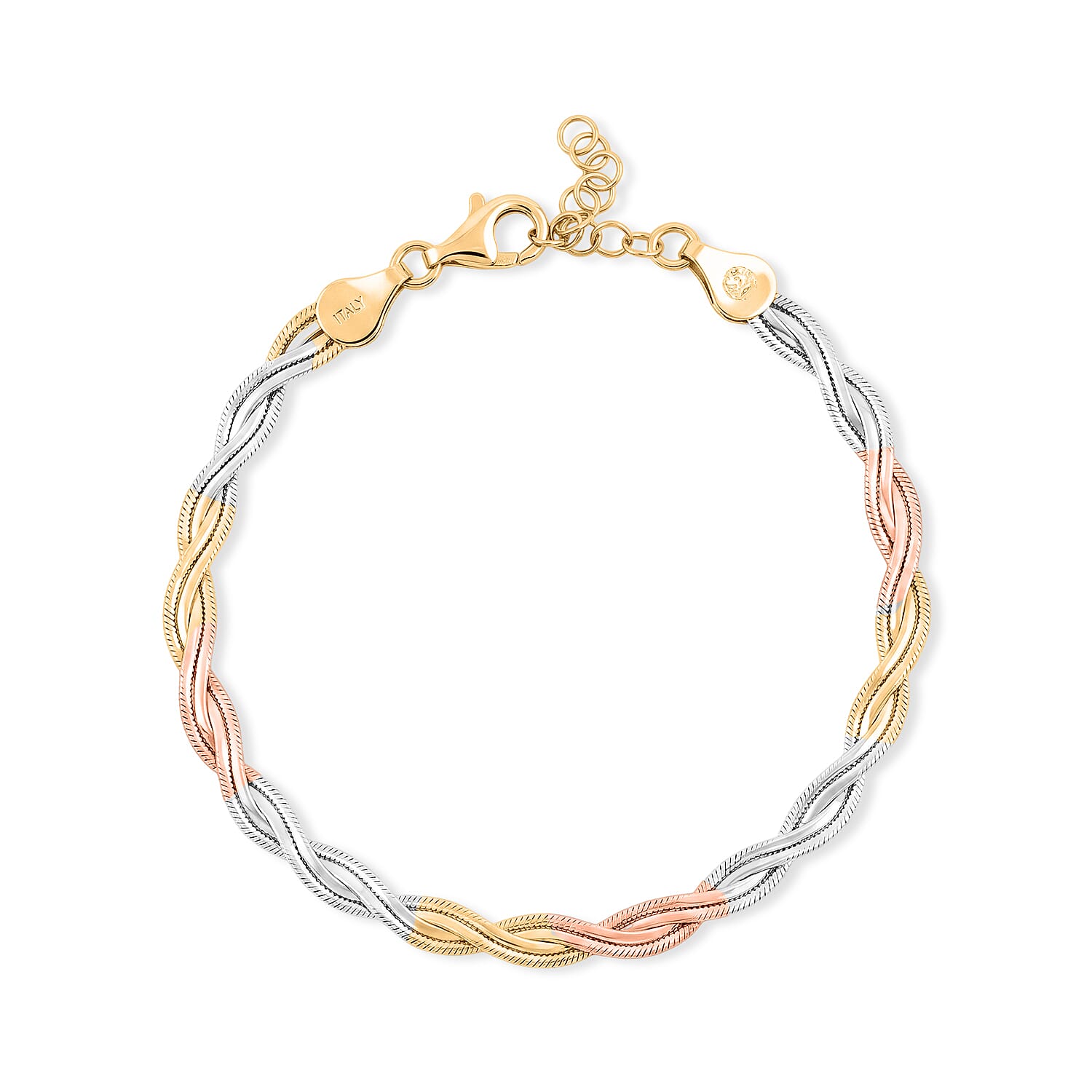 YRG and Rhodium Over Sterling Silver Bracelet 4 Grams (7.50 In)