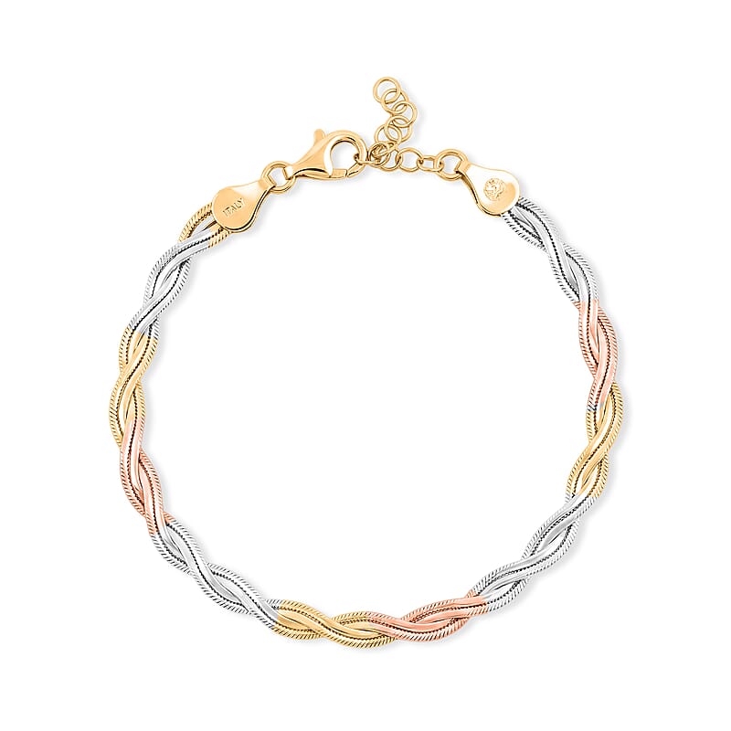 YRG and Rhodium Over Sterling Silver Bracelet 4 Grams (7.50 In)