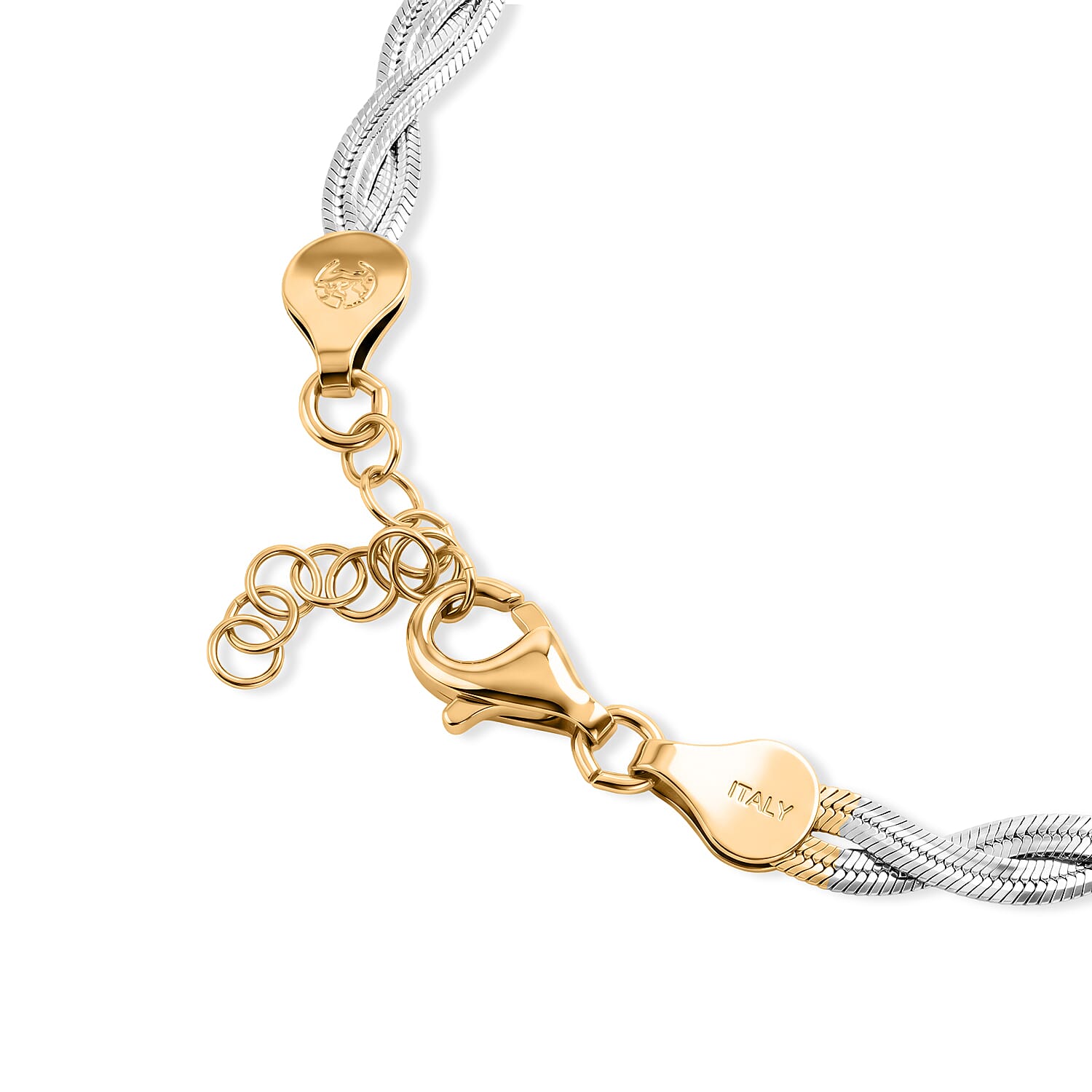 YRG and Rhodium Over Sterling Silver Bracelet 4 Grams (7.50 In)