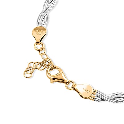 YRG and Rhodium Over Sterling Silver Bracelet 4 Grams (7.50 In)