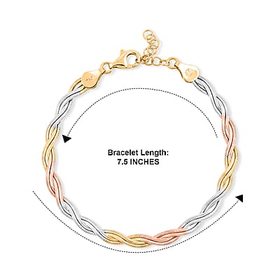 YRG and Rhodium Over Sterling Silver Bracelet 4 Grams (7.50 In)