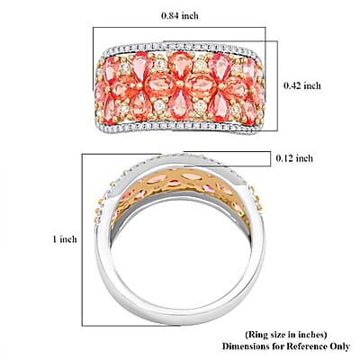 Modani Padparadscha Sapphire, Natural Yellow and White Diamond Ring in 14K White and Yellow Gold 3.09 ctw (Size 10.0)
