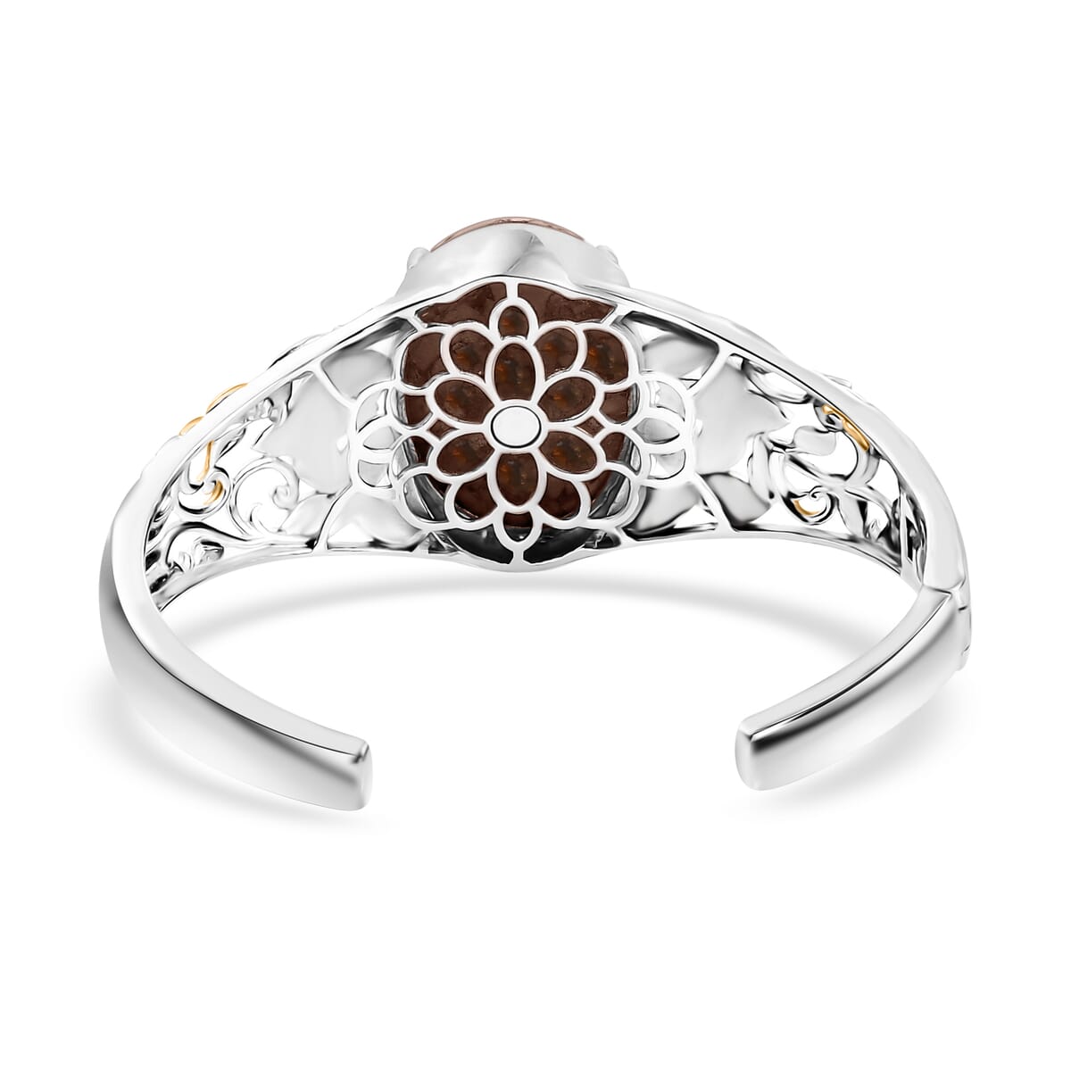 Matrix Fire Opal 26.70 ctw Cuff Bracelet in 14K YG and Platinum Over Copper with Magnet (8.0 In) image number 4
