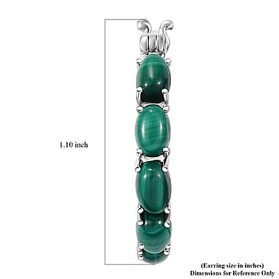 Karis African Malachite 8.20 ctw Hoop Earrings in Platinum Bond