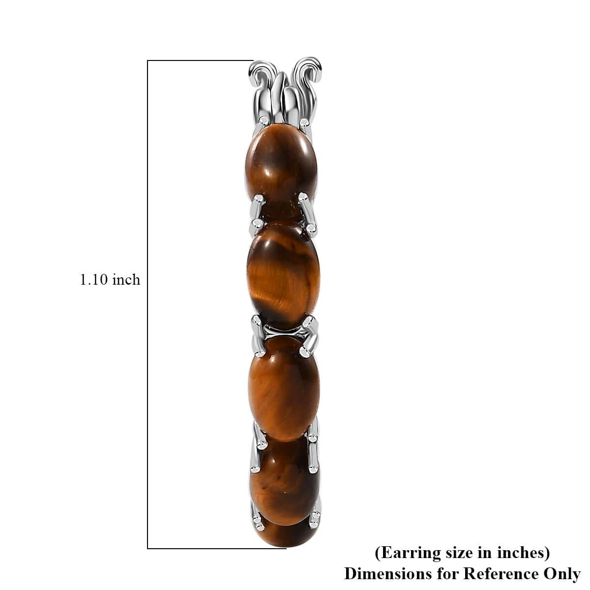 Karis Tigers Eye 8.20 ctw Hoop Earrings in Platinum Bond image number 4