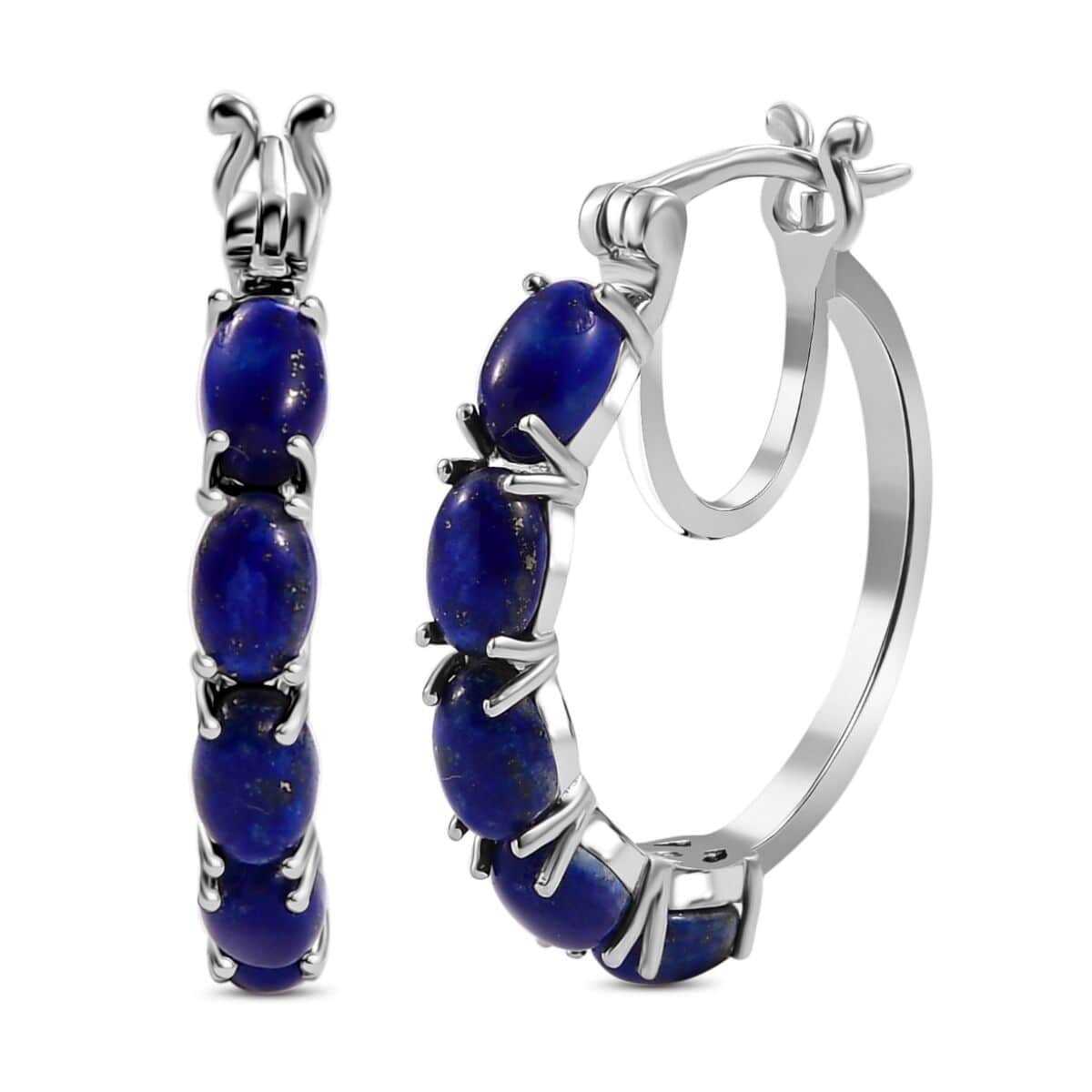 Karis Lapis Lazuli 8.20 ctw Hoop Earrings Platinum Bond image number 0