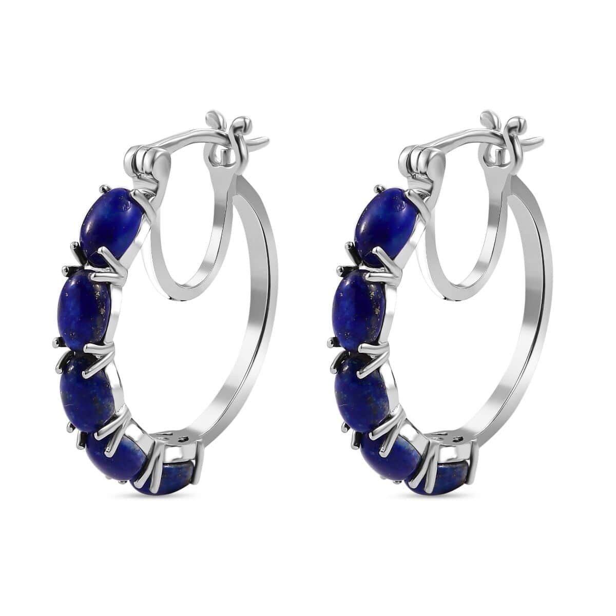 Karis Lapis Lazuli 8.20 ctw Hoop Earrings Platinum Bond image number 3