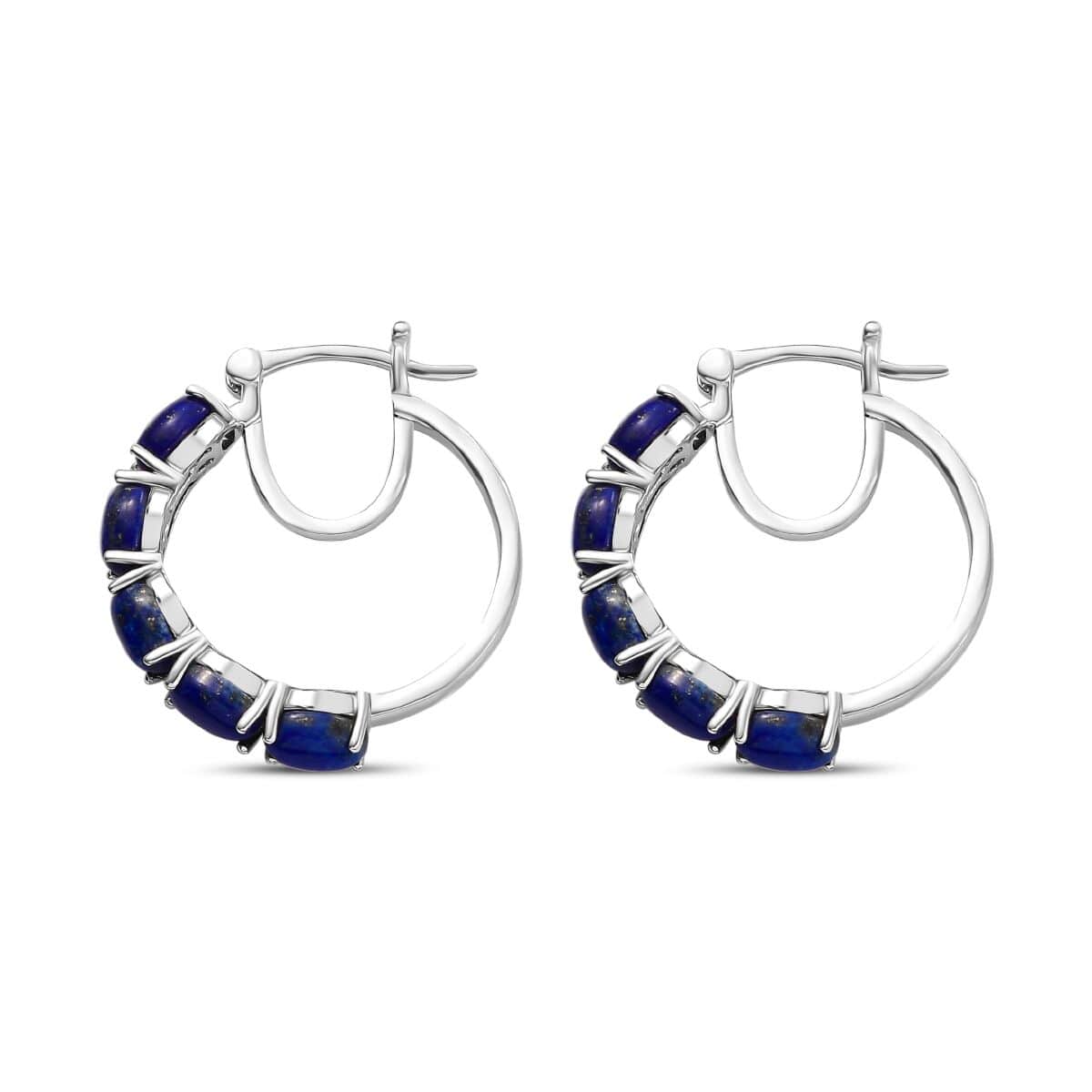 Karis Lapis Lazuli 8.20 ctw Hoop Earrings Platinum Bond image number 4