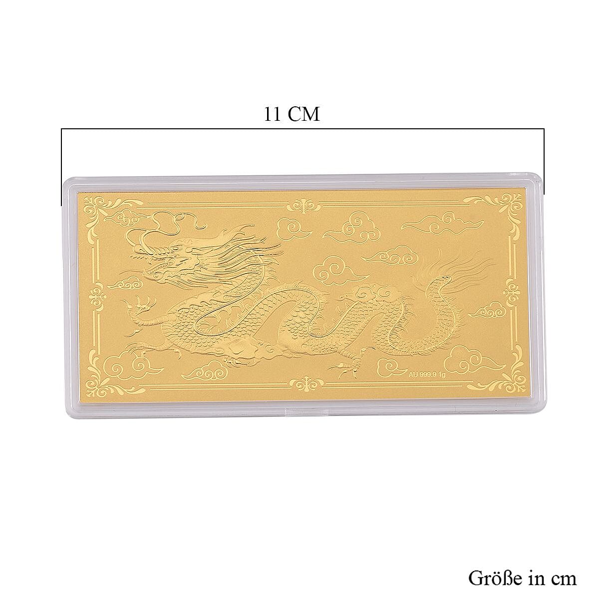 24K Golden Fortune Dragon Emboss Sheet 103mmx49mm (1 g)