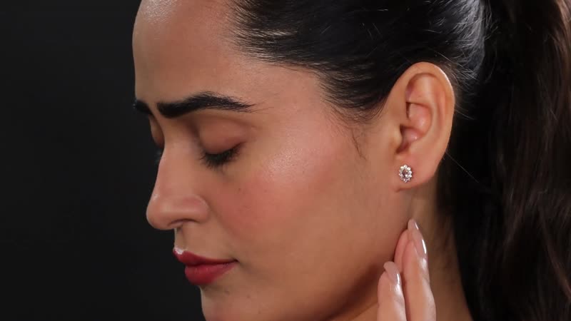 D'Joy Pink Morganite and Moissanite 0.75 ctw Sunburst Earrings in 18K Vermeil RG Over Sterling Silver