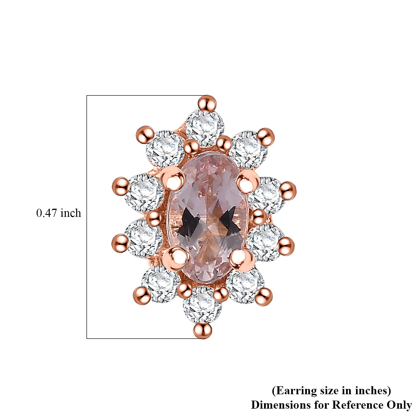 D'Joy Pink Morganite and Moissanite 0.75 ctw Sunburst Earrings in 18K Vermeil RG Over Sterling Silver