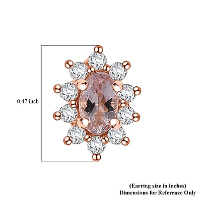 D'Joy Pink Morganite and Moissanite 0.75 ctw Sunburst Earrings in 18K Vermeil RG Over Sterling Silver