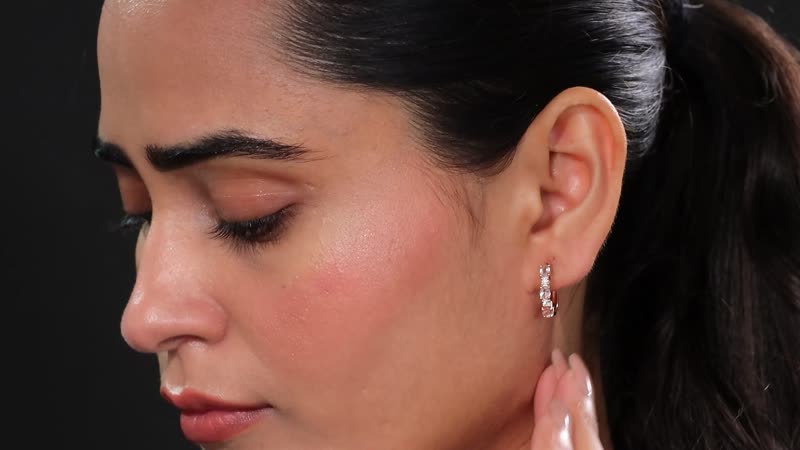 D'Joy Pink Morganite and Moissanite 1.10 ctw Hoop Earrings in 18K Vermeil RG Over Sterling Silver