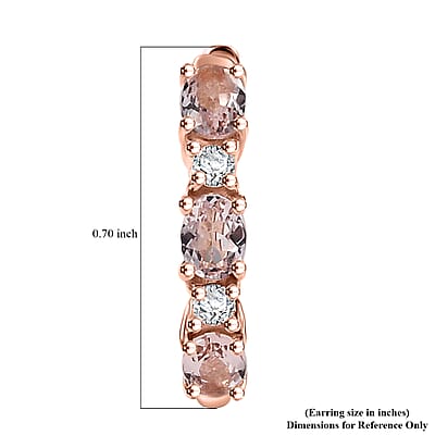 D'Joy Pink Morganite and Moissanite 1.10 ctw Hoop Earrings in 18K Vermeil RG Over Sterling Silver