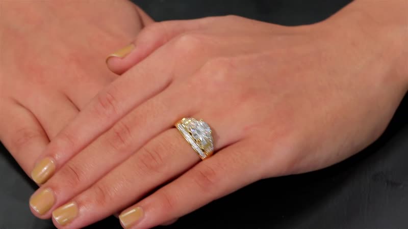 Moissanite (Rnd 8mm) Ring in 18K Vermeil YG Over Sterling Silver (Size 10.0) 3.10 ctw