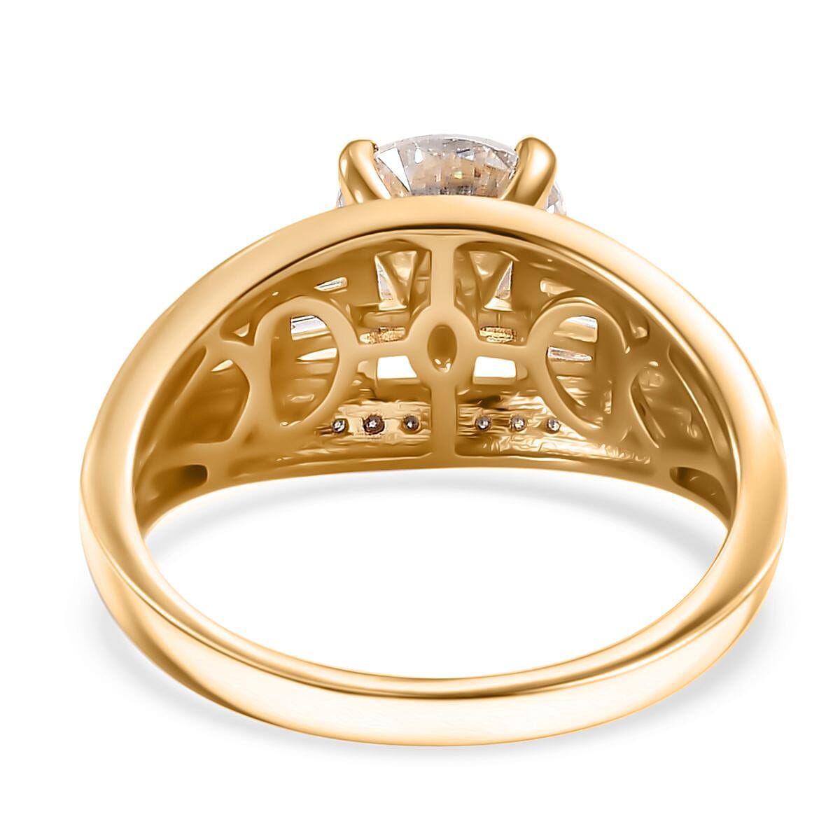 D'Joy Moissanite 3.10 ctw Art Deco Ring in 18K Vermeil Yellow Gold Over Sterling Silver (Size 10.0)