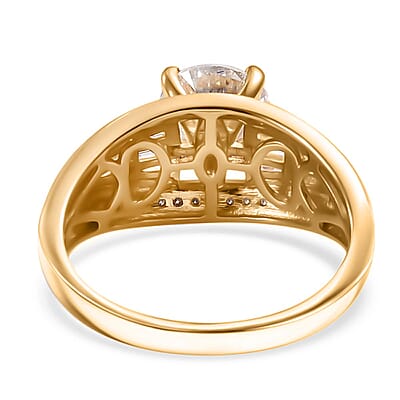 D'Joy Moissanite 3.10 ctw Art Deco Ring in 18K Vermeil Yellow Gold Over Sterling Silver (Size 10.0)