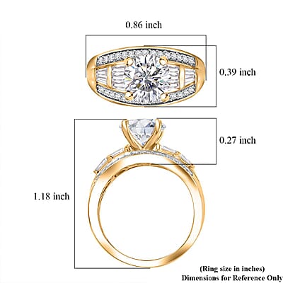 D'Joy Moissanite 3.10 ctw Art Deco Ring in 18K Vermeil Yellow Gold Over Sterling Silver (Size 10.0)