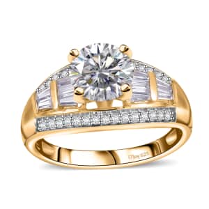 Moissanite 3.10 ctw Art Deco Ring in 18K Vermeil Yellow Gold Over Sterling Silver (Size 5.0) (Del. In 10-12 Days)