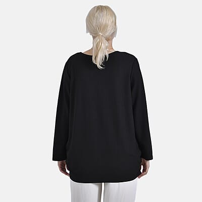 Black Round Neck Long Sleeve Top - One Size Fits Most