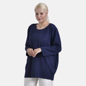 Navy Round Neck Long Sleeve Top - One Size Fits Most