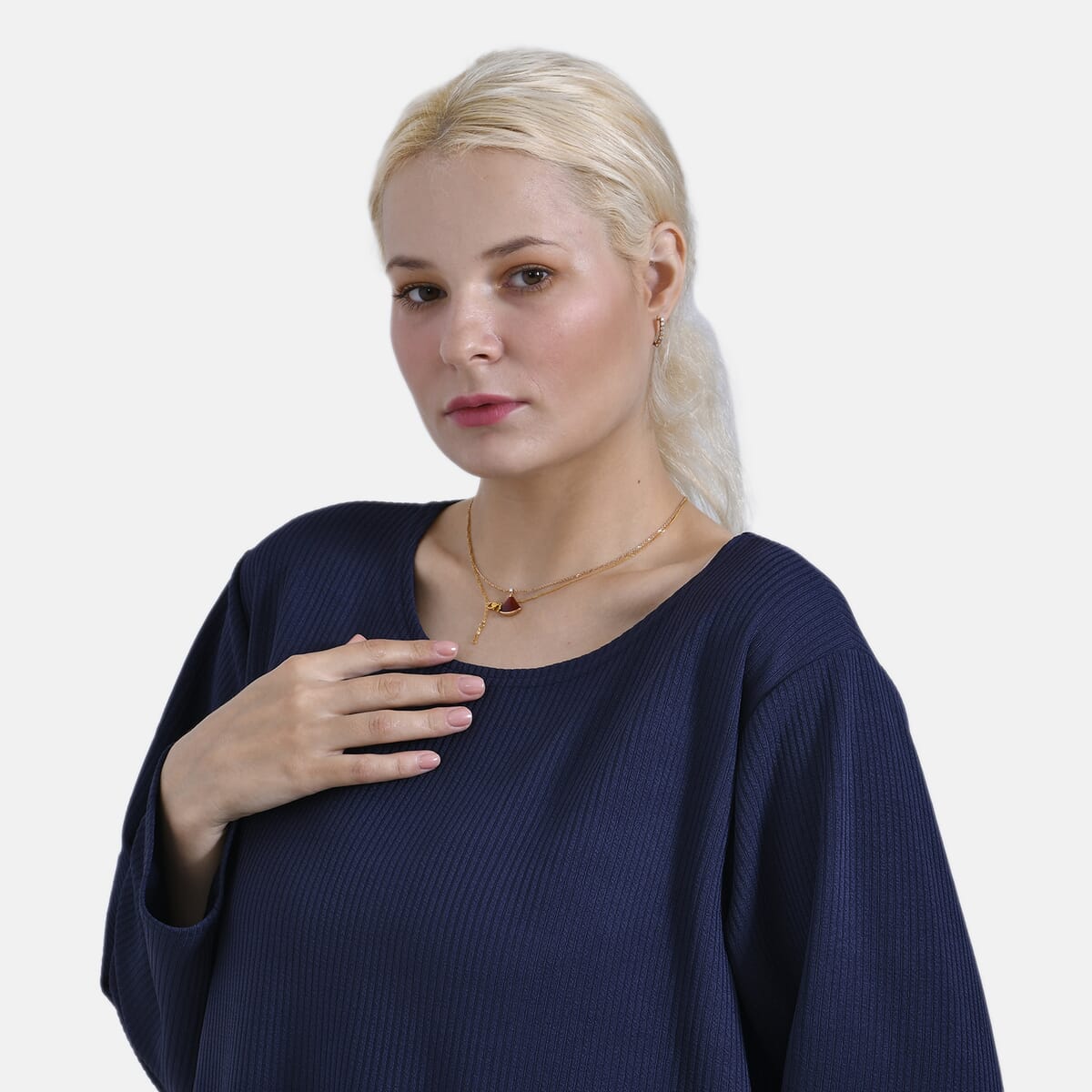Navy Round Neck Long Sleeve Top - One Size Fits Most image number 4